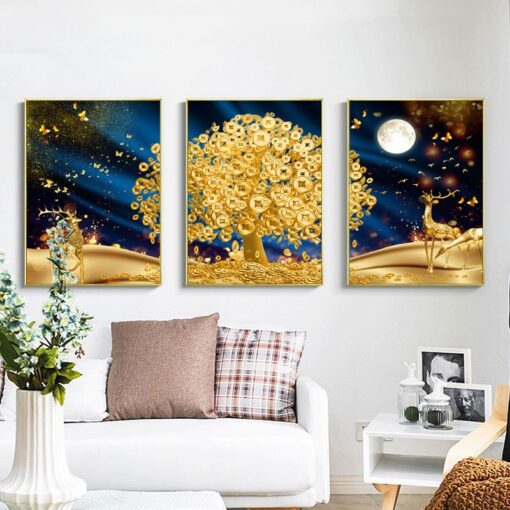 Tranh Treo Tường 3D Cây Đồng Tiền Vàng
