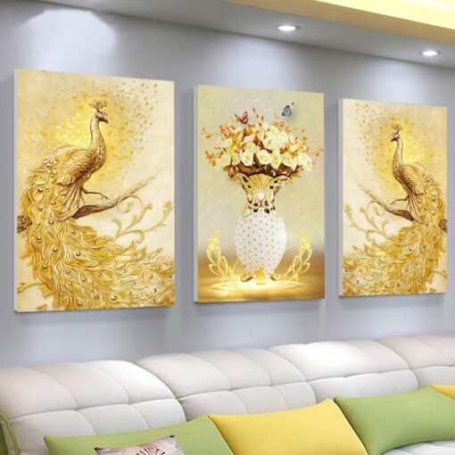 Tranh Treo Tường 3D Đôi Công Hoàng Kim